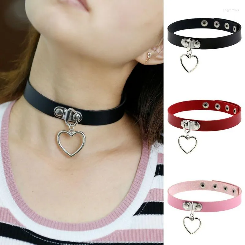 Choker Black Leather Heart Goth Collar For Girls Halloween Jewelry Gothic  Grunge Cute Kawaii Necklace Egirl Chocker Accessories